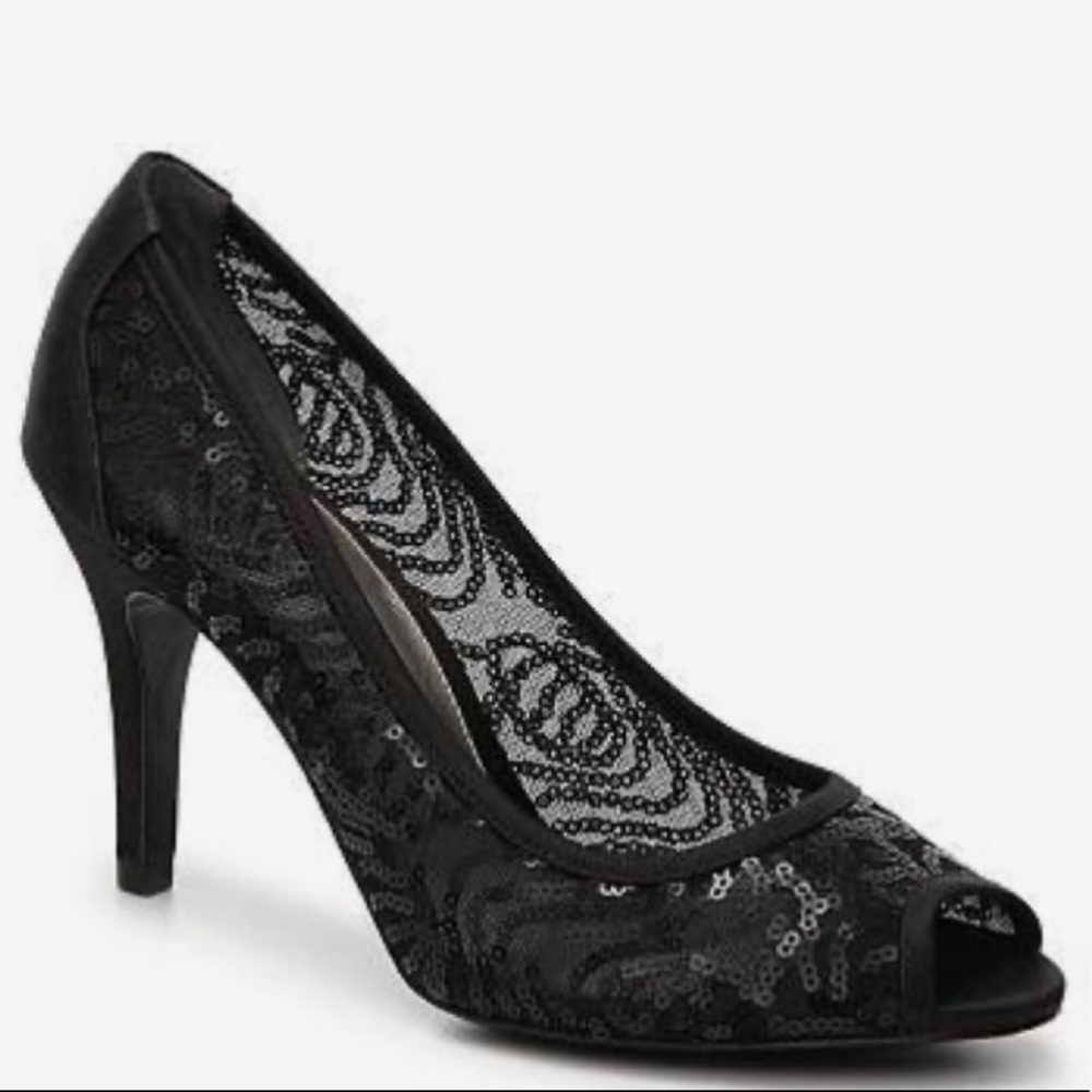 Adrianna Papell Felicia Sequin Peep Toe, Black